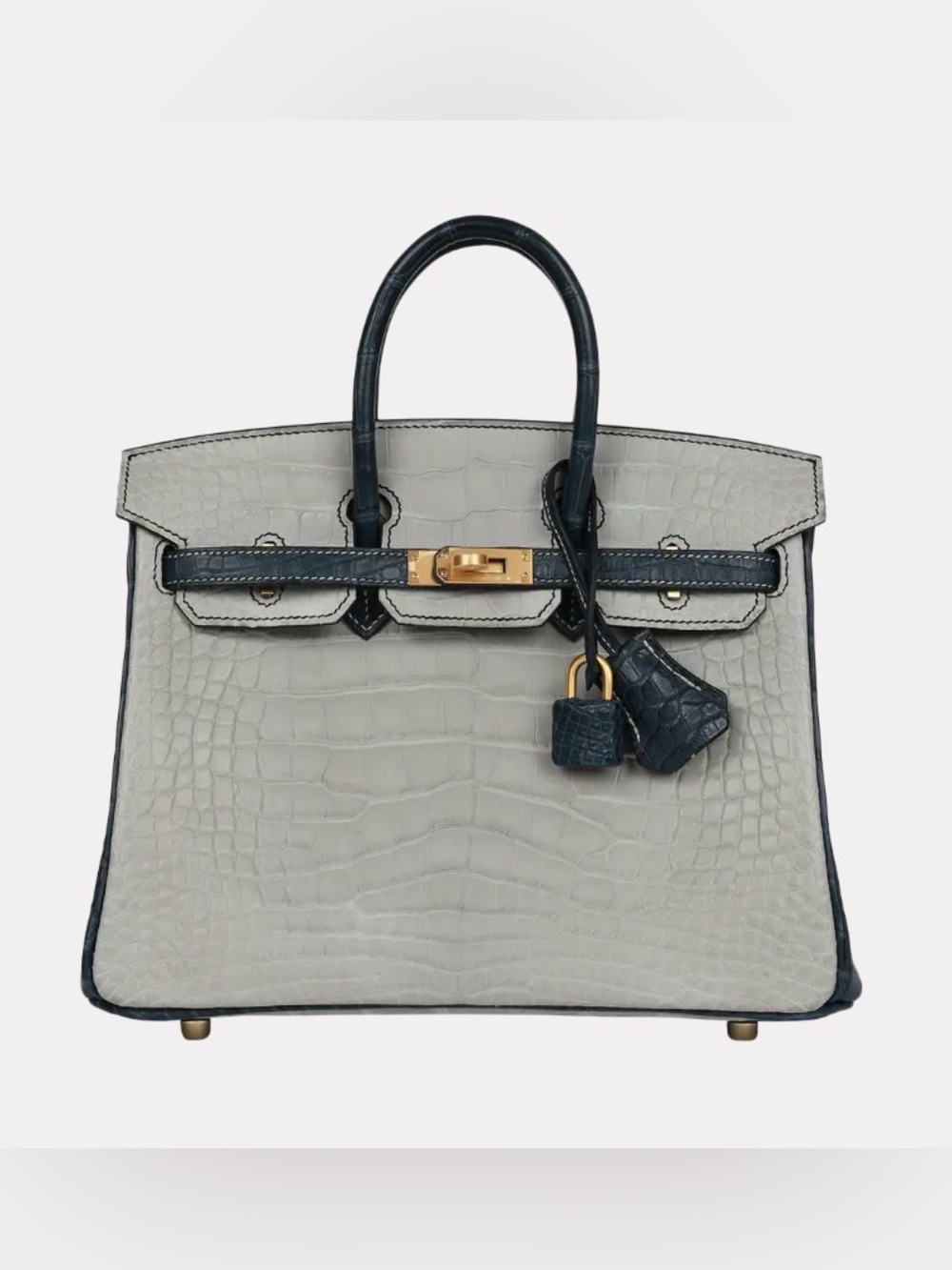 HERMES Special Order (HSS) Birkin Gris Perle & Vert Rousseau Brushed Gold